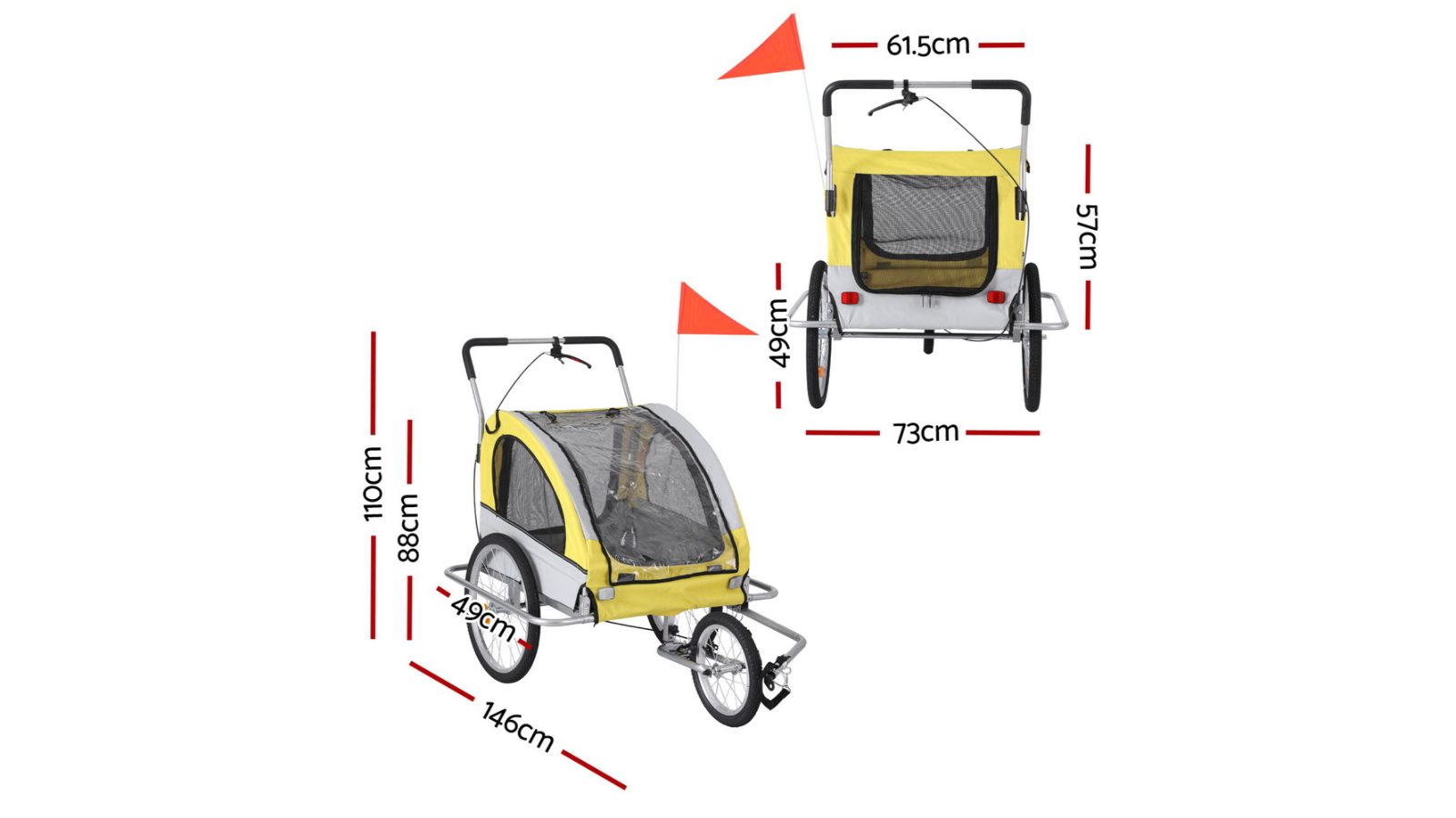 i.Pet Pet Bike Trailer Dog Stroller Pram Bicycle Large Travel Cycling Foldable Harvey Norman