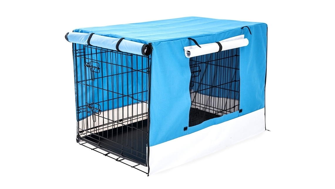 Paw Mate Wire Dog Cage Foldable Crate Kennel with Tray Blue