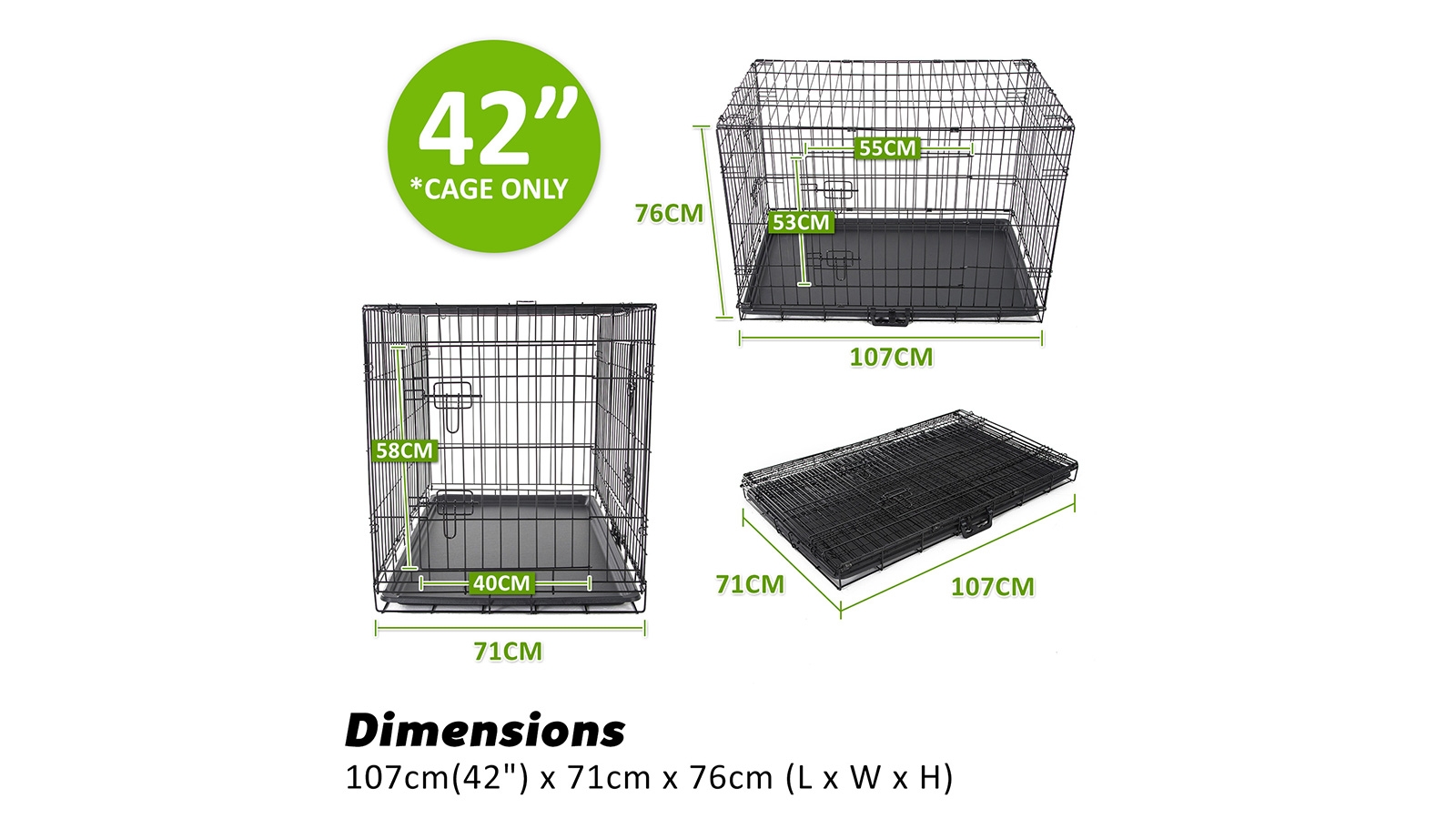 Paw Mate Wire Dog Cage Foldable Crate Kennel with Tray Pink