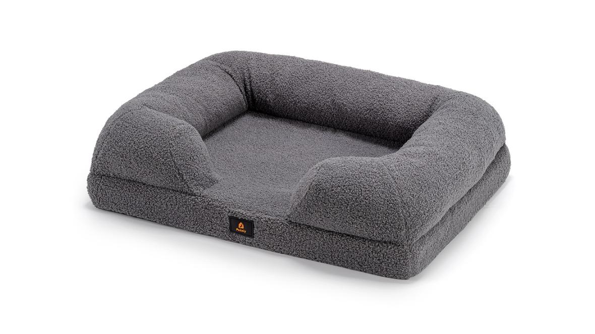 Petzly Large Memory Foam Dog Bed - Grey