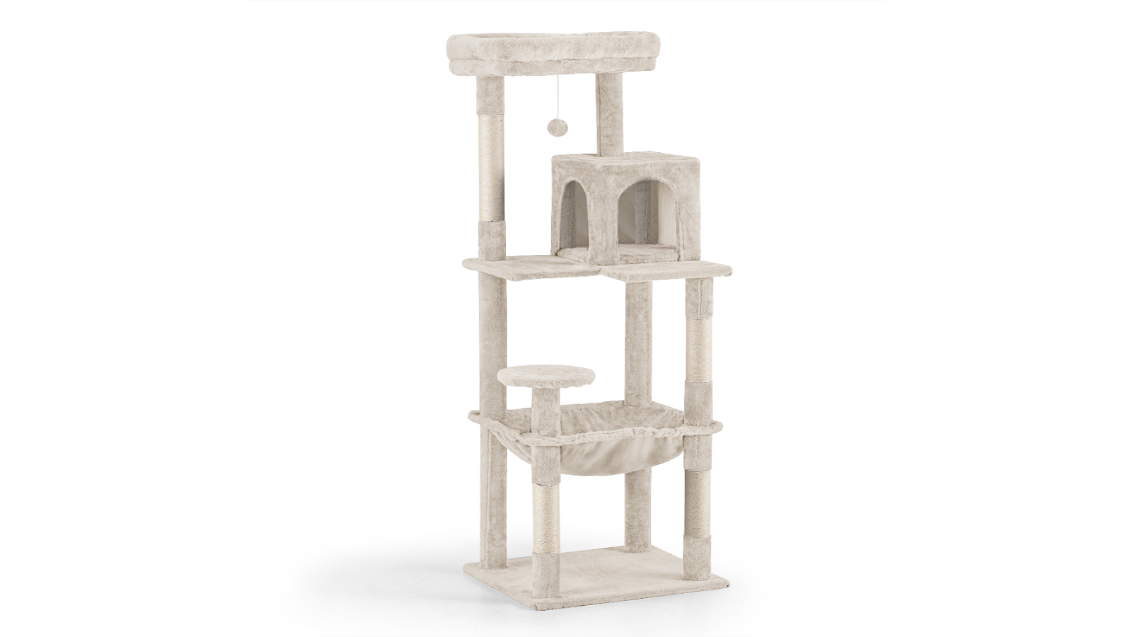 Petzly 142cm Cat Tree Tower - Beige