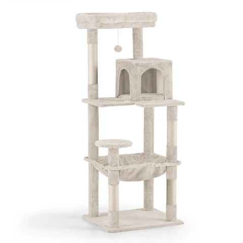 Petzly 142cm Cat Tree Tower - Beige