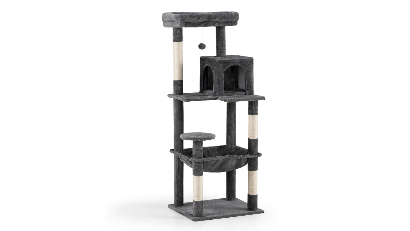 Petzly 142cm Cat Tree Tower - Dark Grey