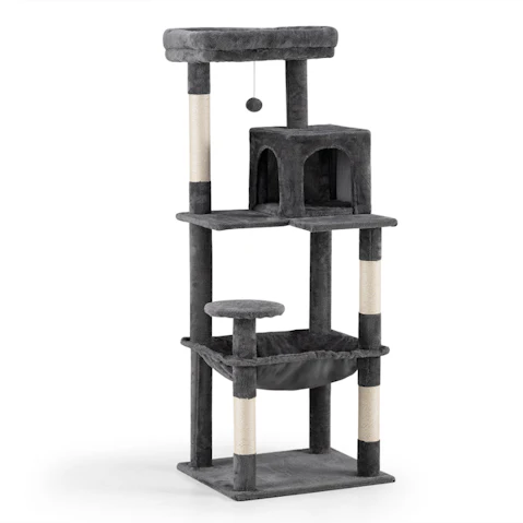 Petzly 142cm Cat Tree Tower - Dark Grey