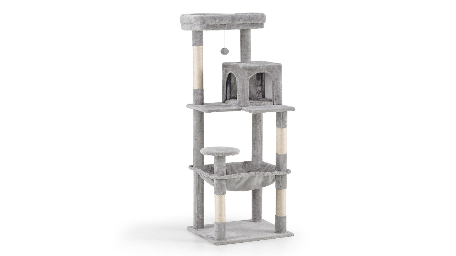 Petzly 142cm Cat Tree Tower - Grey