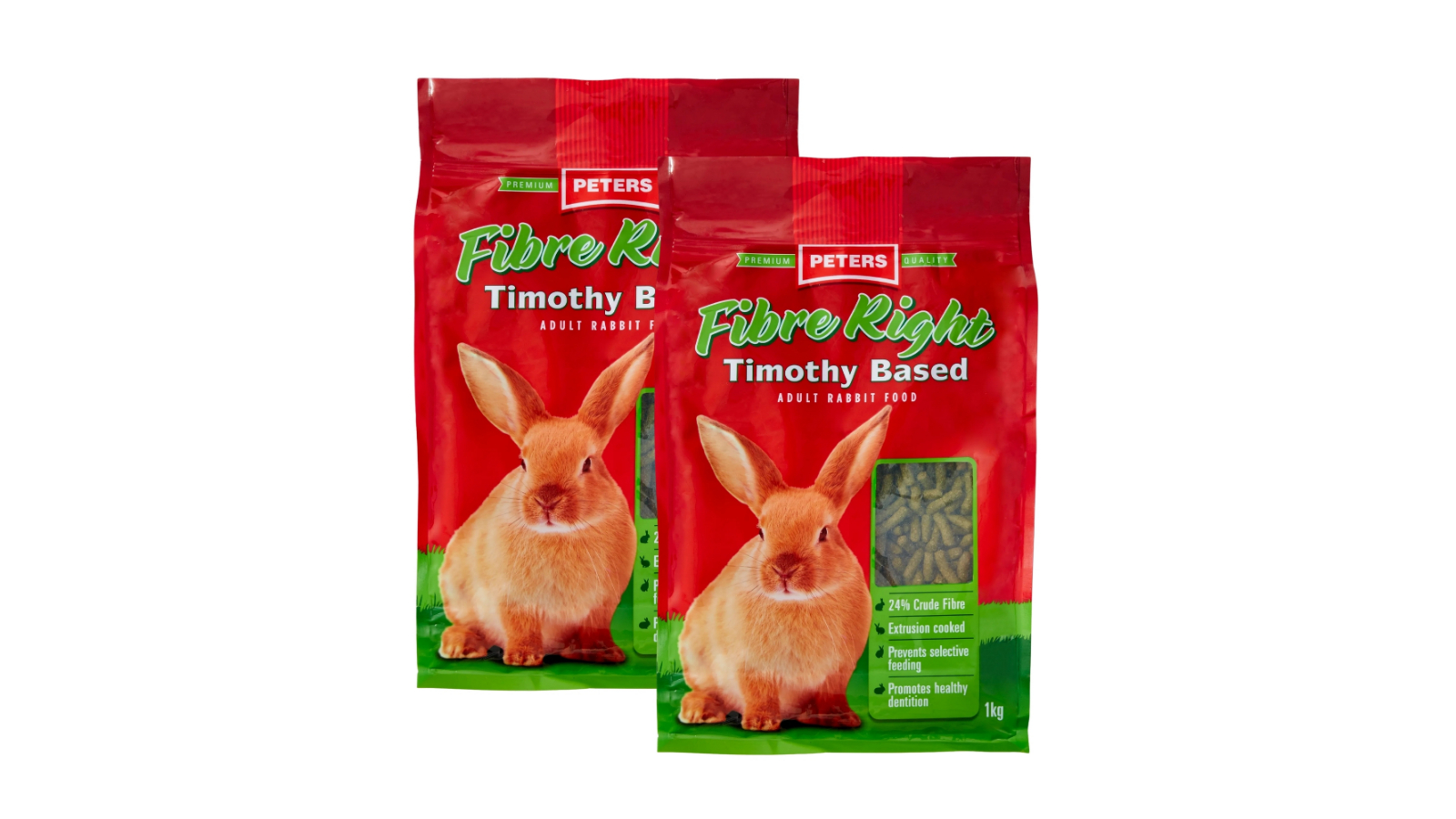 Peters 2 Piece Fibre Right Adult Rabbit - 1kg