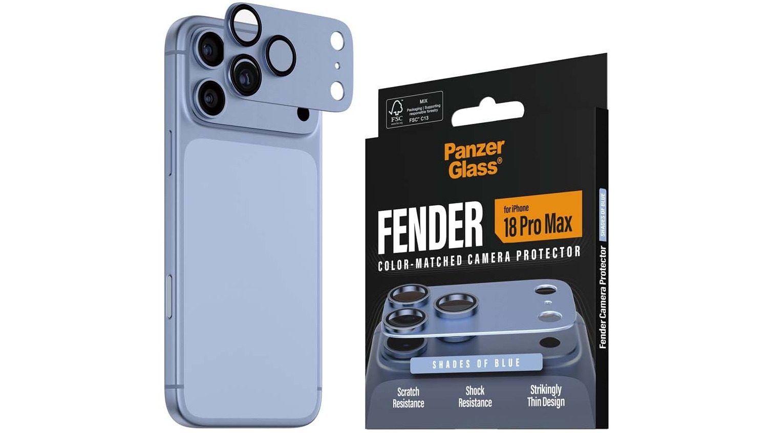 PanzerGlass Fender Camera Lens Protector for iPhone 18 Pro Max - Shades of Blue