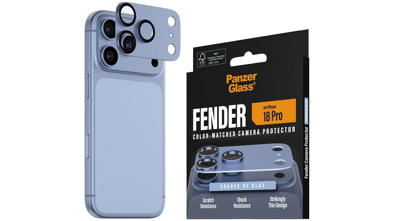 PanzerGlass Fender Camera Lens Protector for iPhone 18 Pro - Shades of Blue