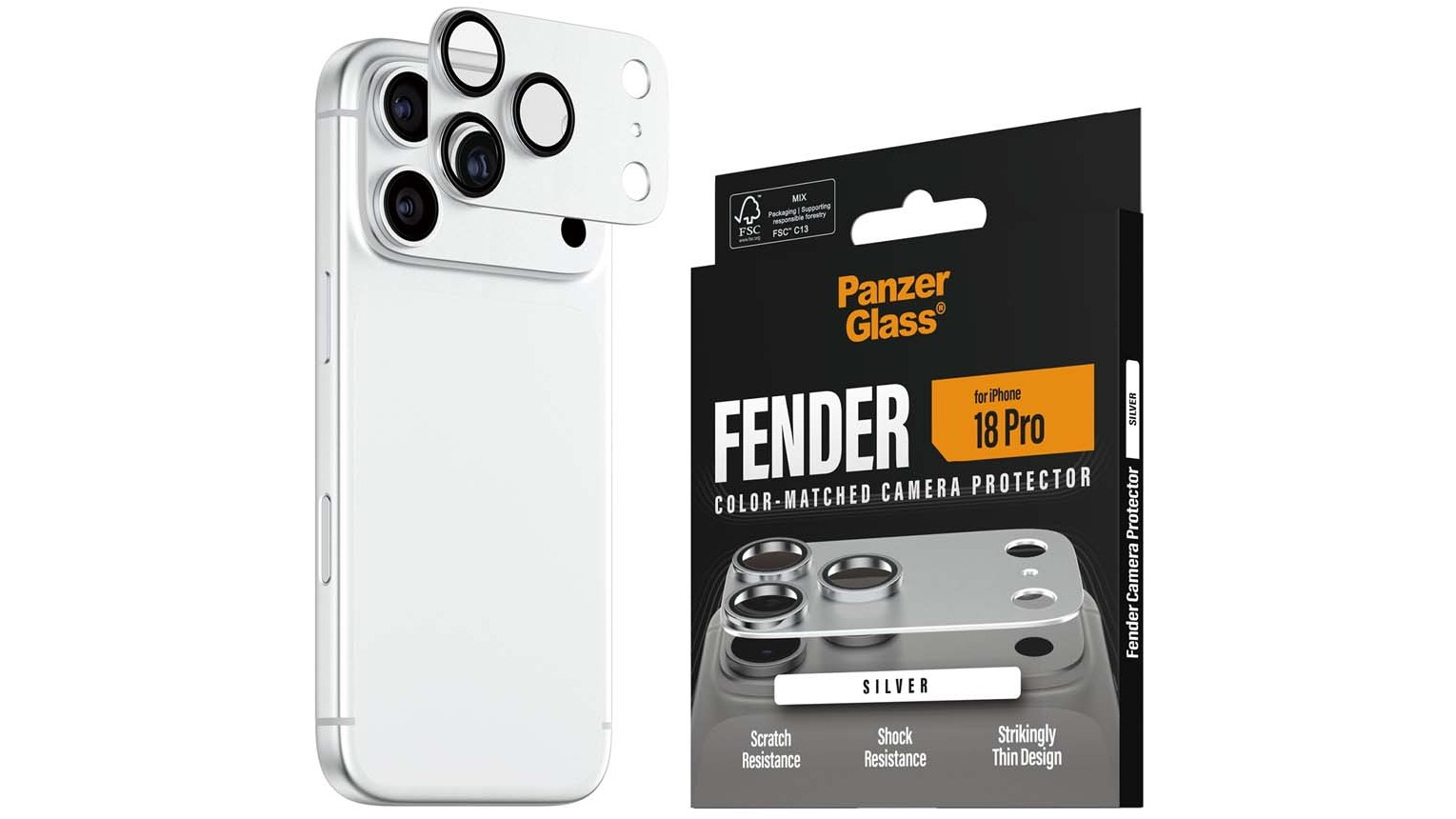 PanzerGlass Fender Camera Lens Protector for iPhone 18 Pro - Silver