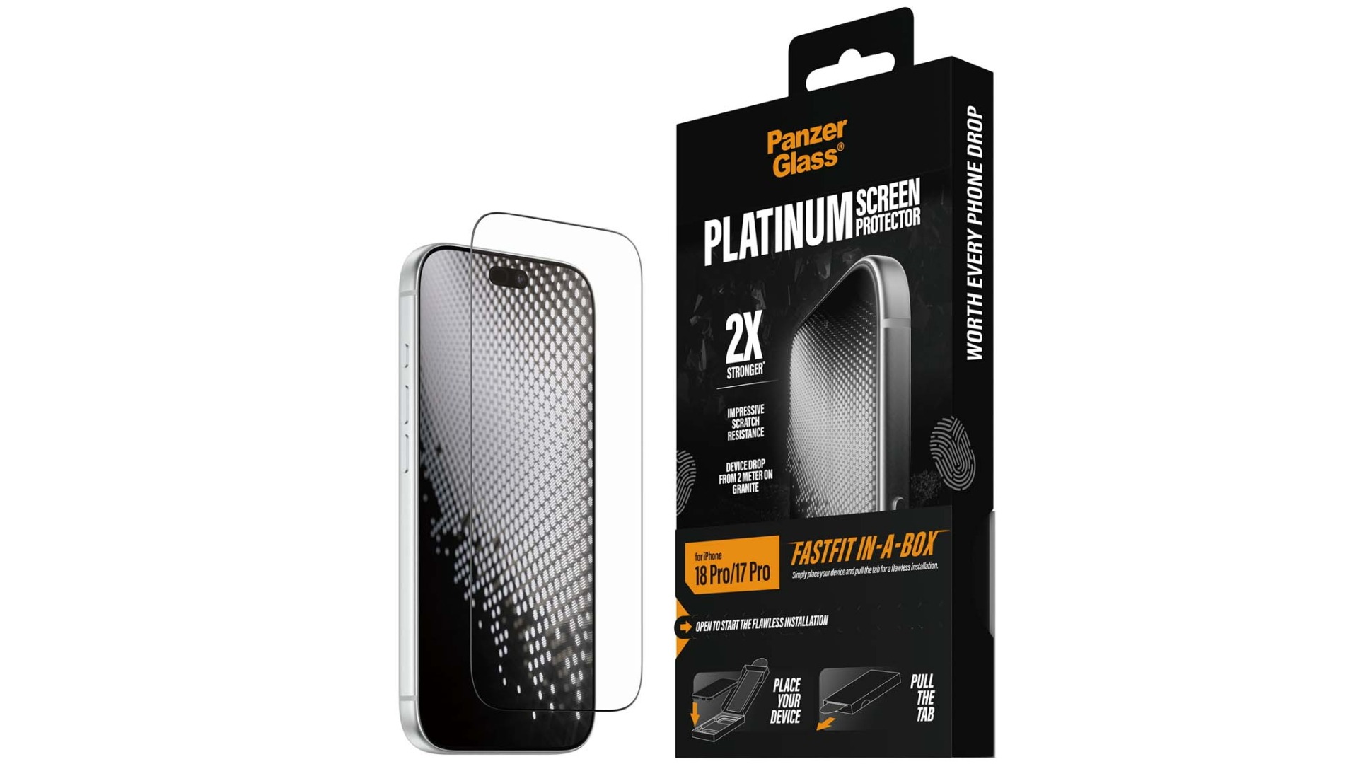 PanzerGlass FastFit In-a-Box Platinum Screen Protector for iPhone 18 Pro/17 Pro