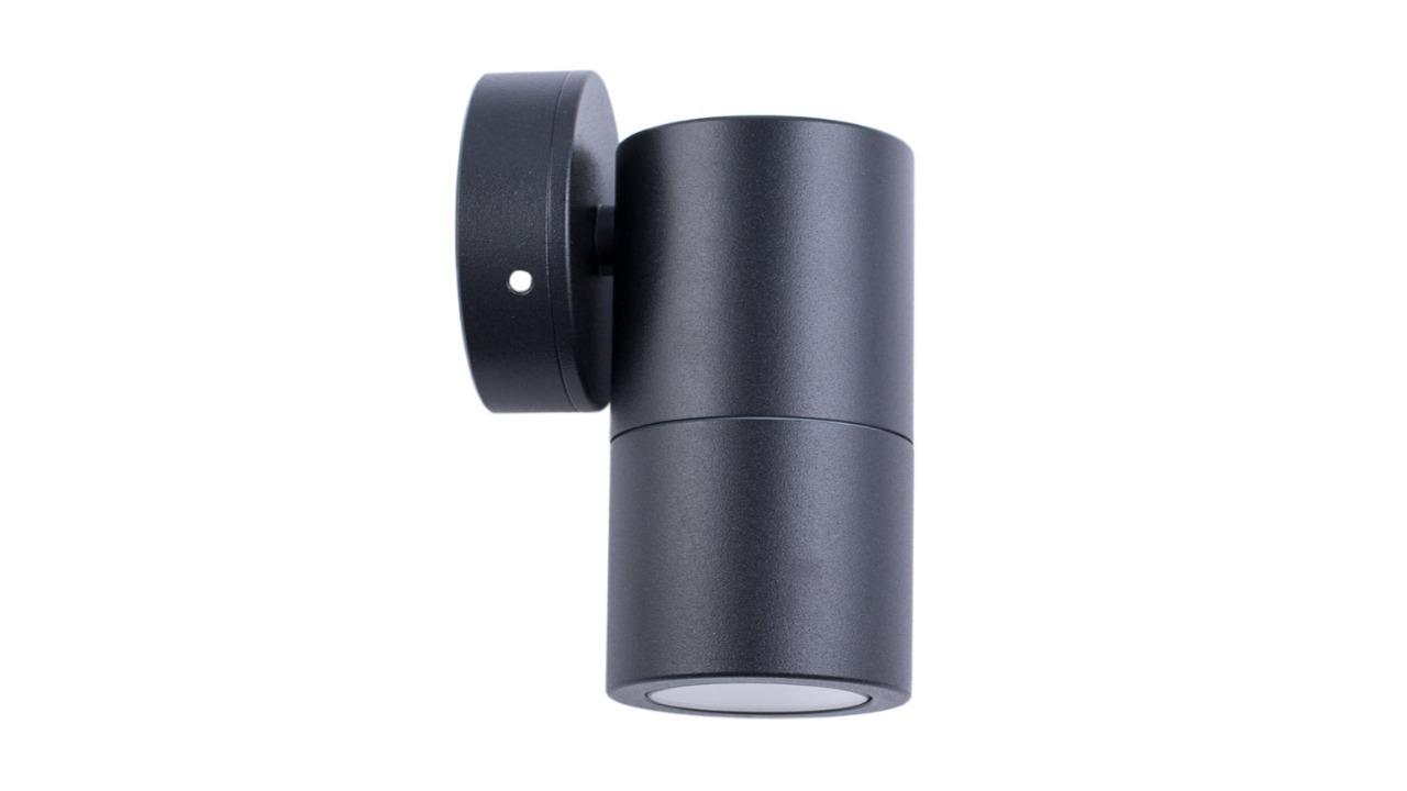 IP65 Single Fixed GU10 Round Back Plate Pillar Light - Black