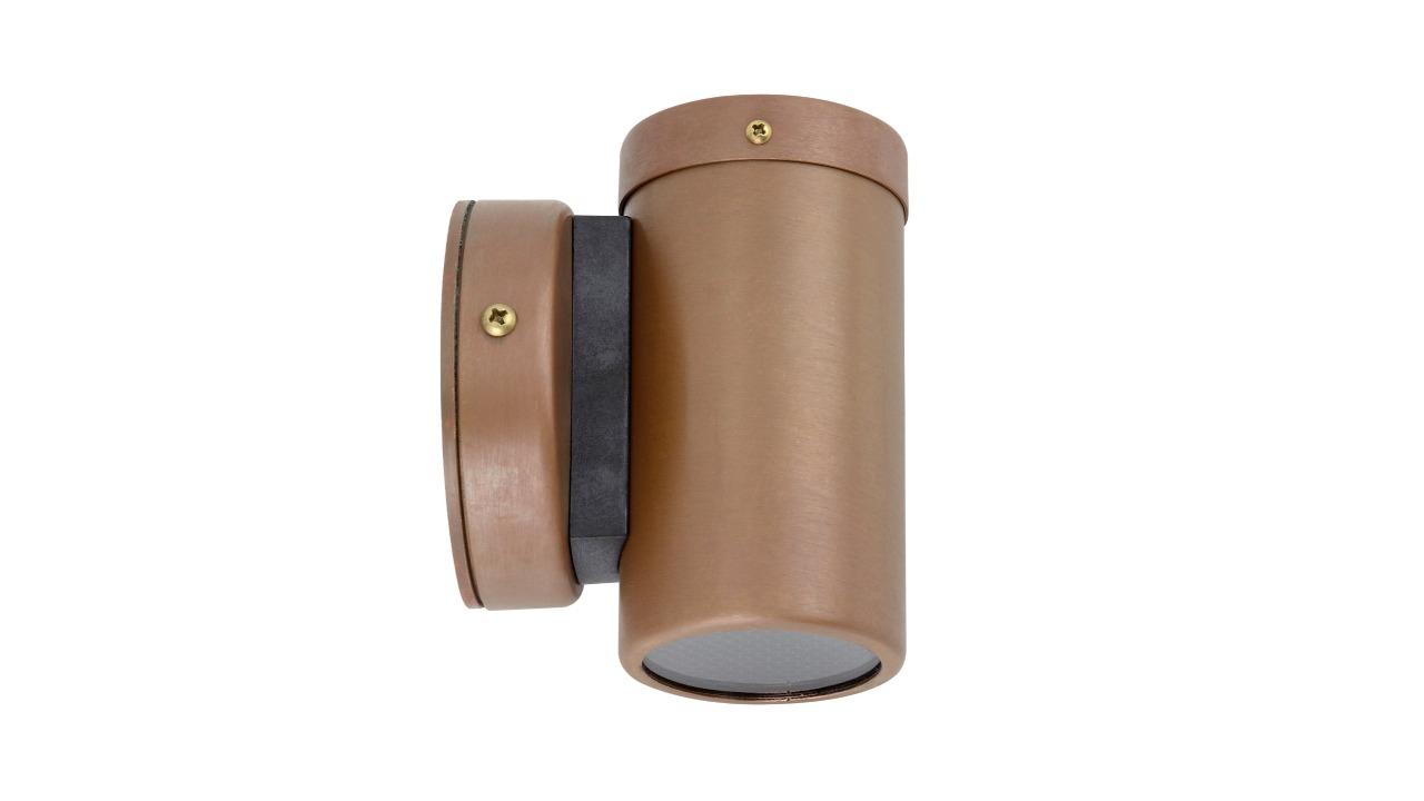 IP54 Large Single Fixed 12V MR16 Round Back Plate Anti-Glare Pillar Light - Copper