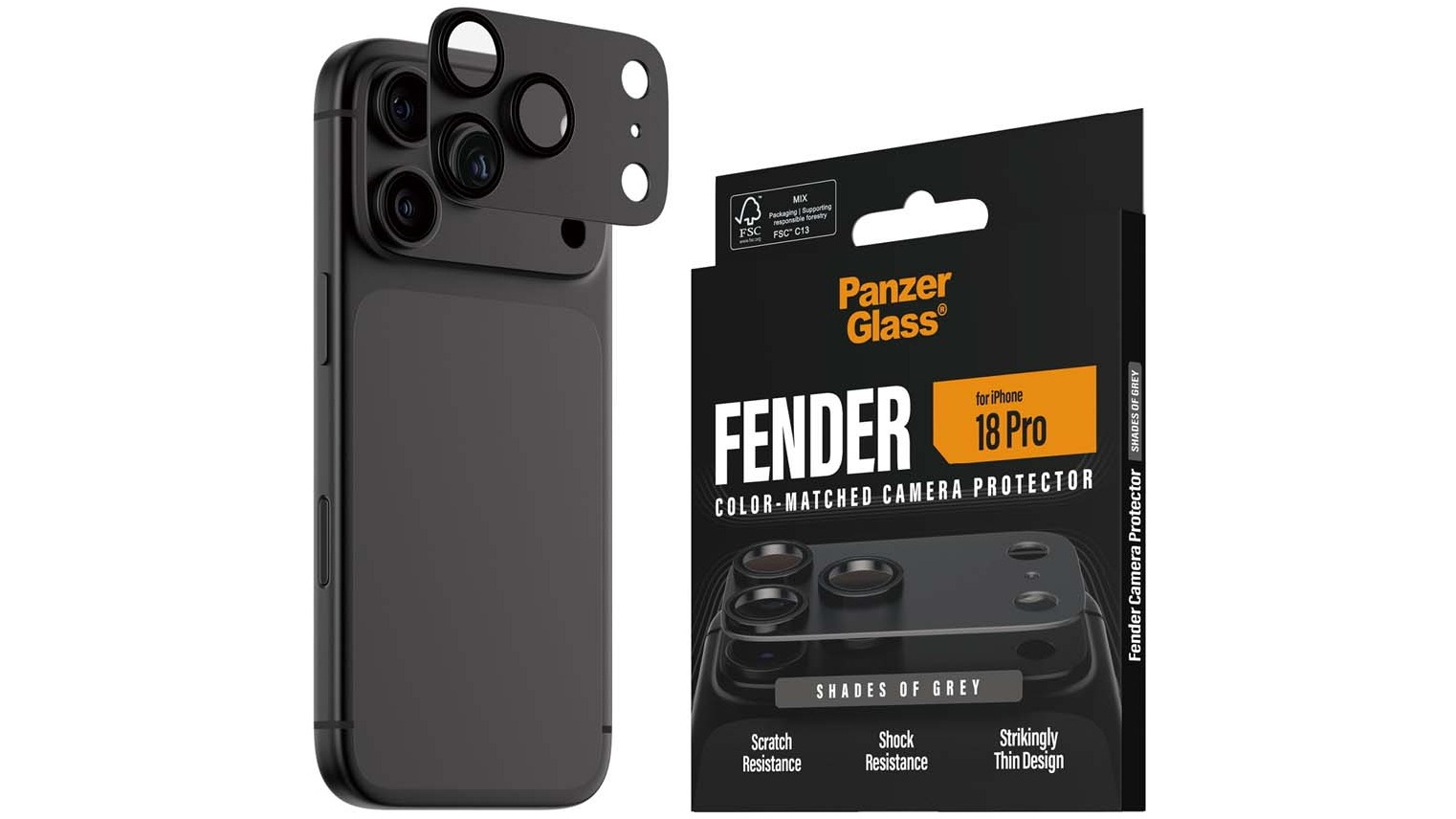 PanzerGlass Fender Camera Lens Protector for iPhone 18 Pro - Shades of Grey