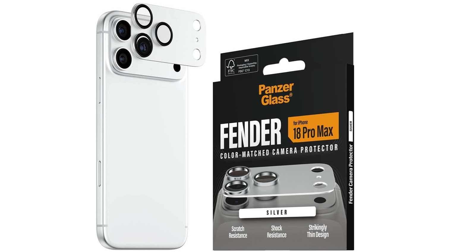 PanzerGlass Fender Camera Lens Protector for iPhone 18 Pro Max - Silver