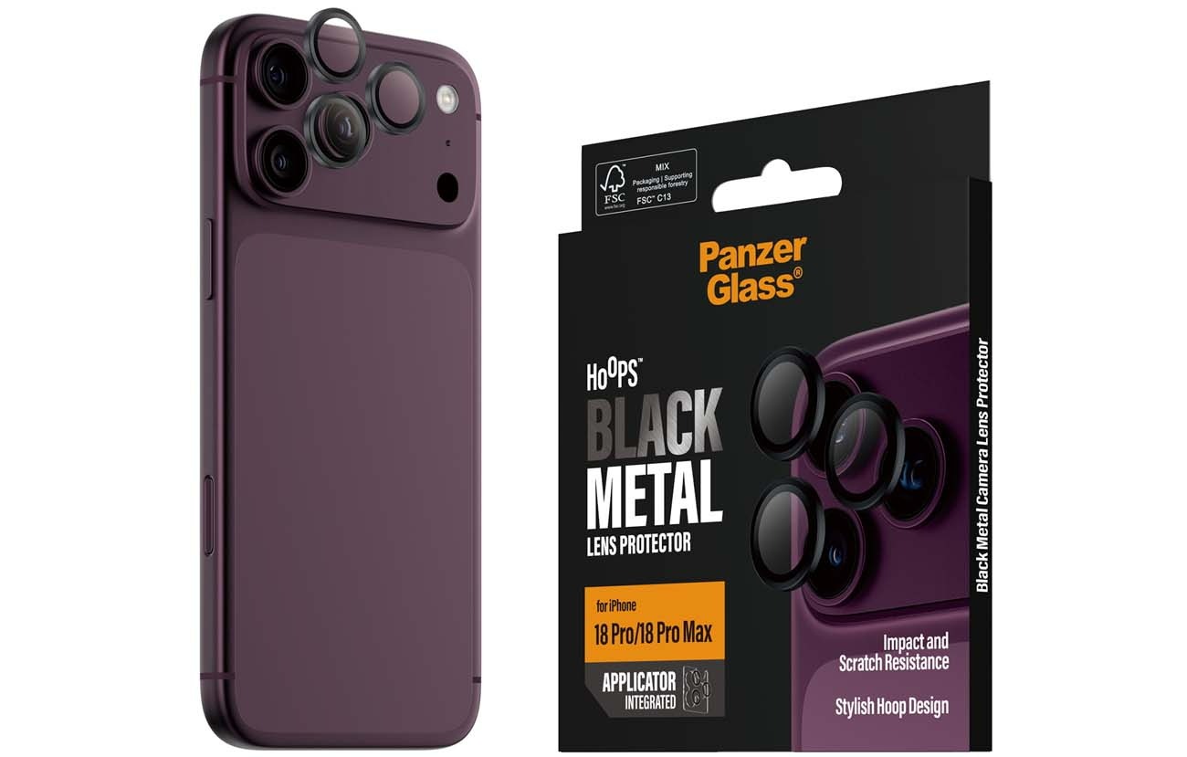PanzerGlass Hoops Black Metal Camera Lens Protector for iPhone 18 Pro/18 Pro Max