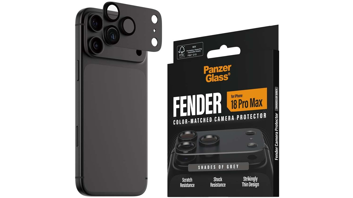 PanzerGlass Fender Camera Lens Protector for iPhone 18 Pro Max - Shades of Grey
