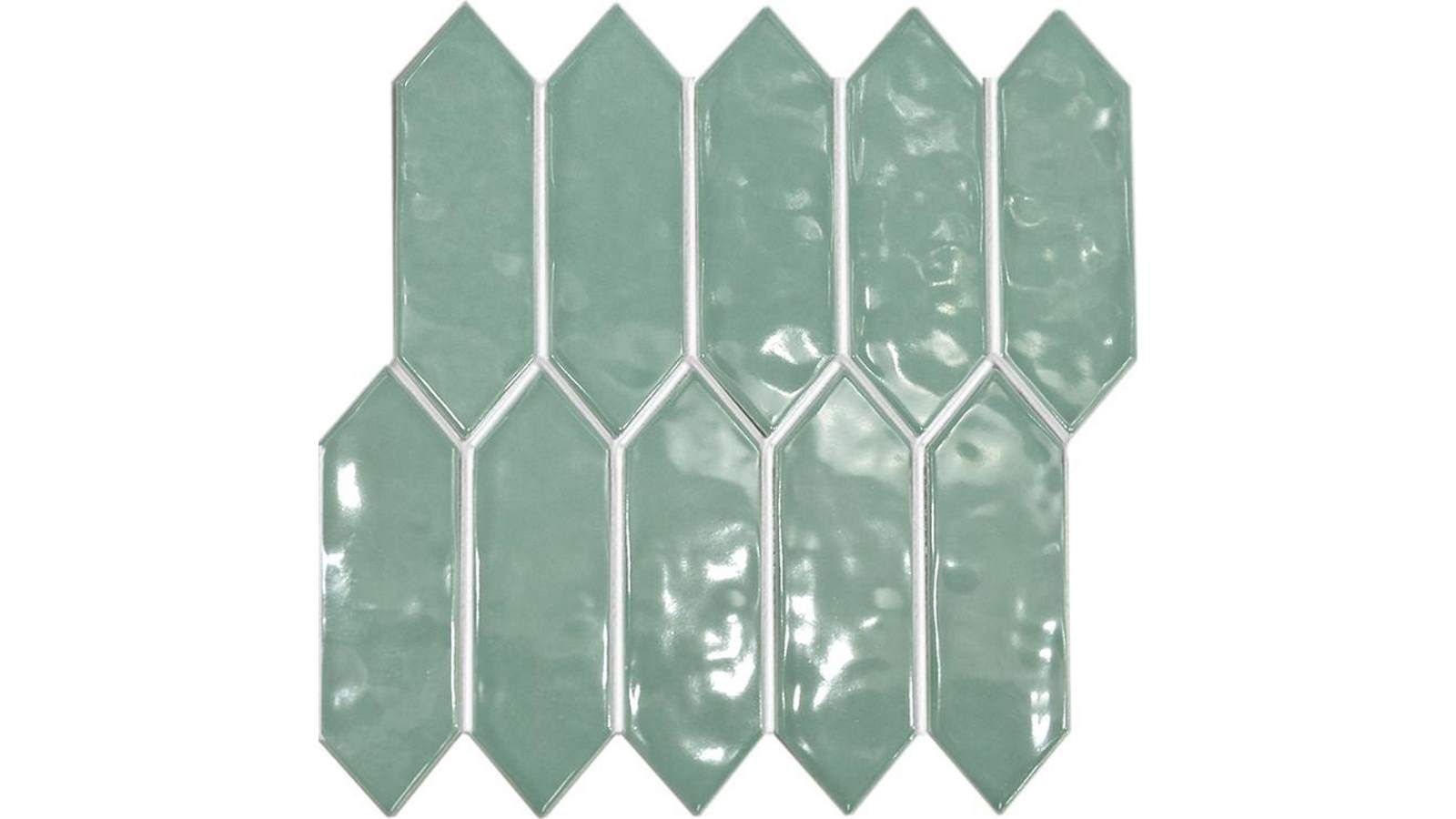 Arrow Shape 55x195mm Gloss Tile - Water Green