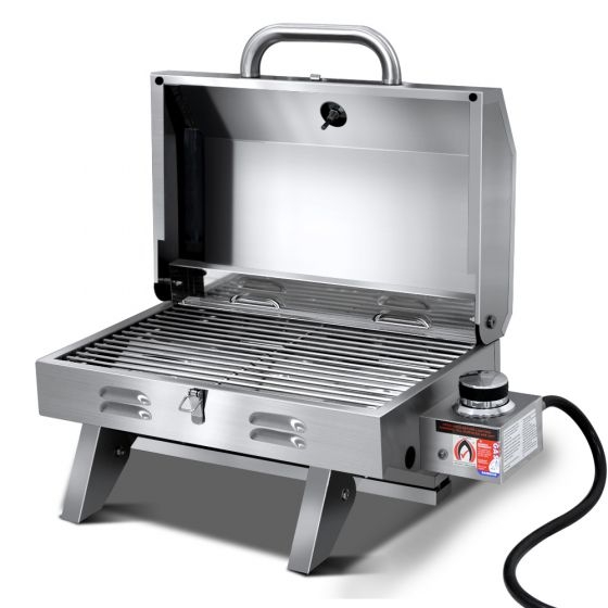 Grillz Portable 1 Burner Gas BBQ - Silver | Harvey Norman