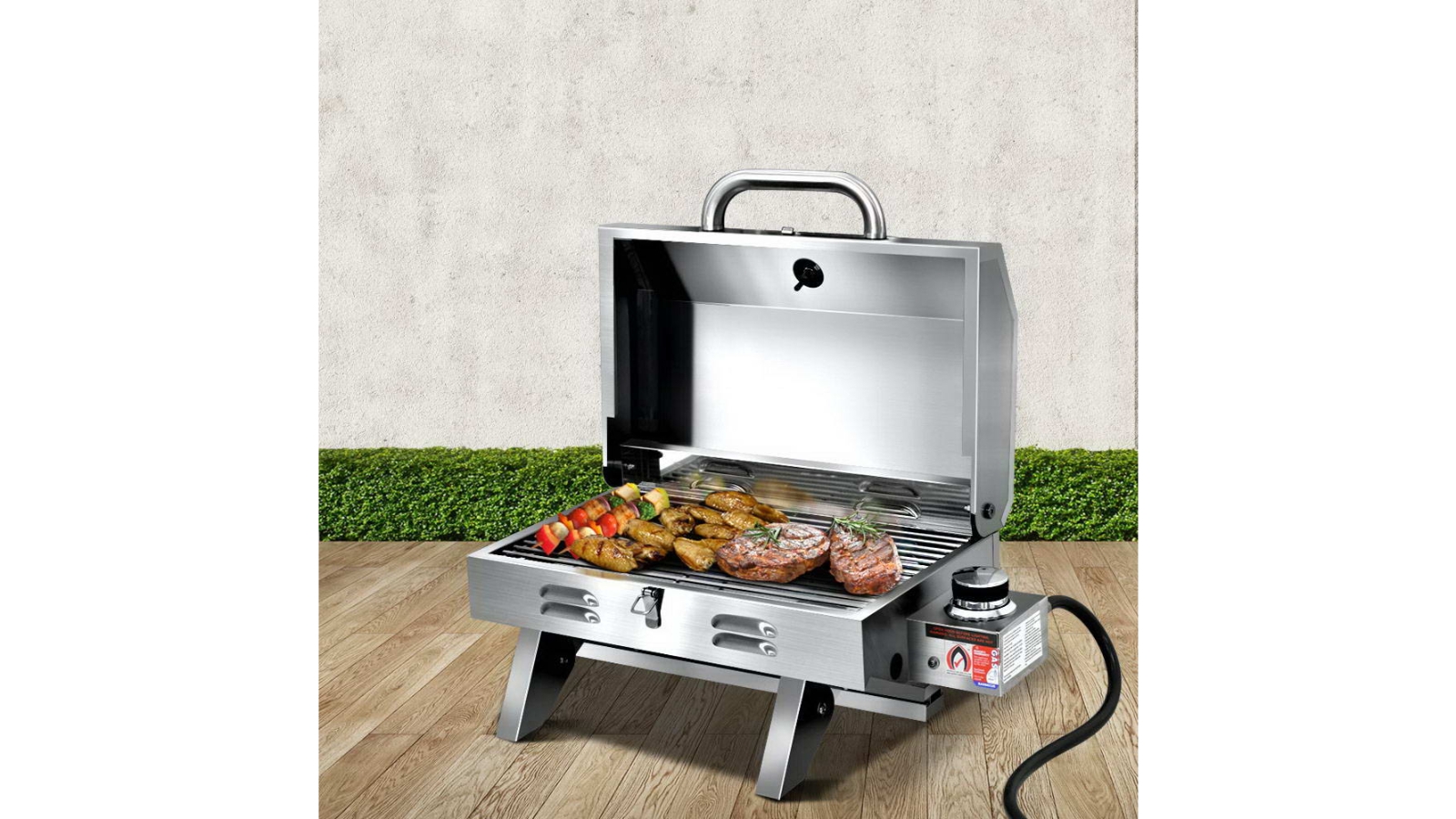 Grillz Portable 1 Burner Gas BBQ Silver Harvey Norman