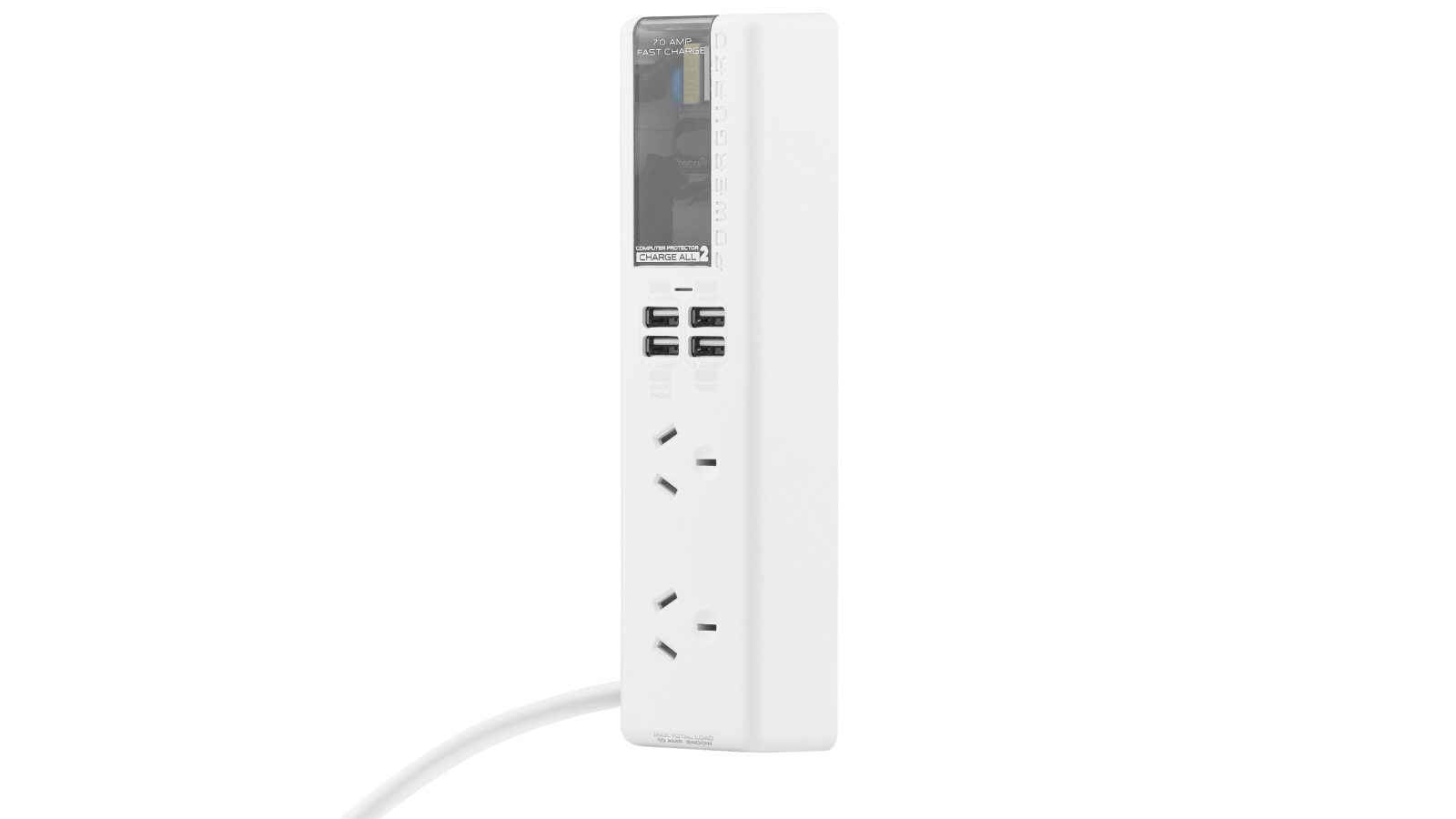 PowerGuard ChargeAll 2 Surge Protector White Harvey Norman