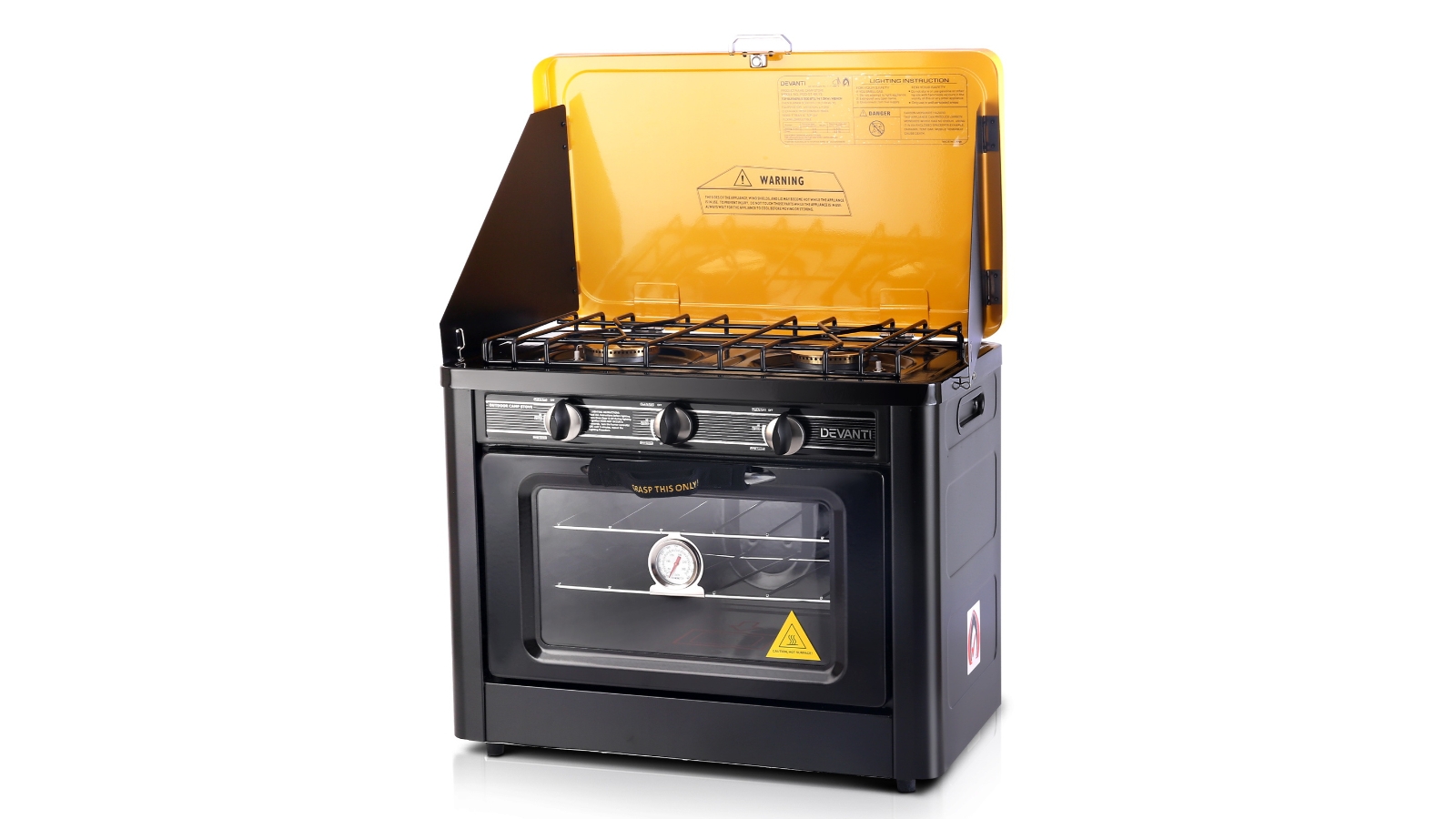 Devanti 3 Burner Portable Oven - Black/Yellow