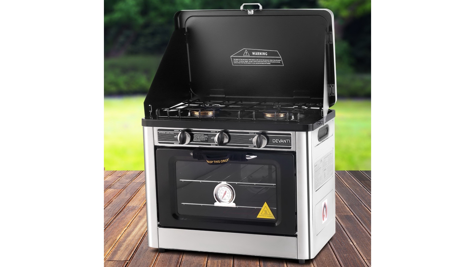 Devanti 3 Burner Portable Oven - Silver & Black main image 0