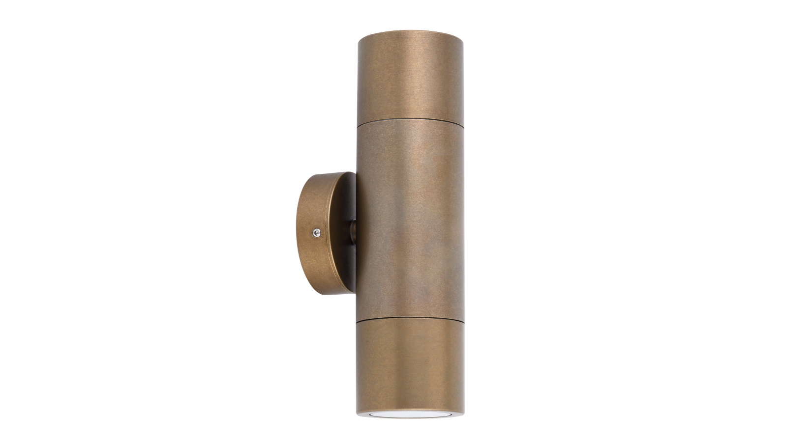 IP65 Up/Down GU10 Round Back Plate Pillar Light - Solid Aged Brass