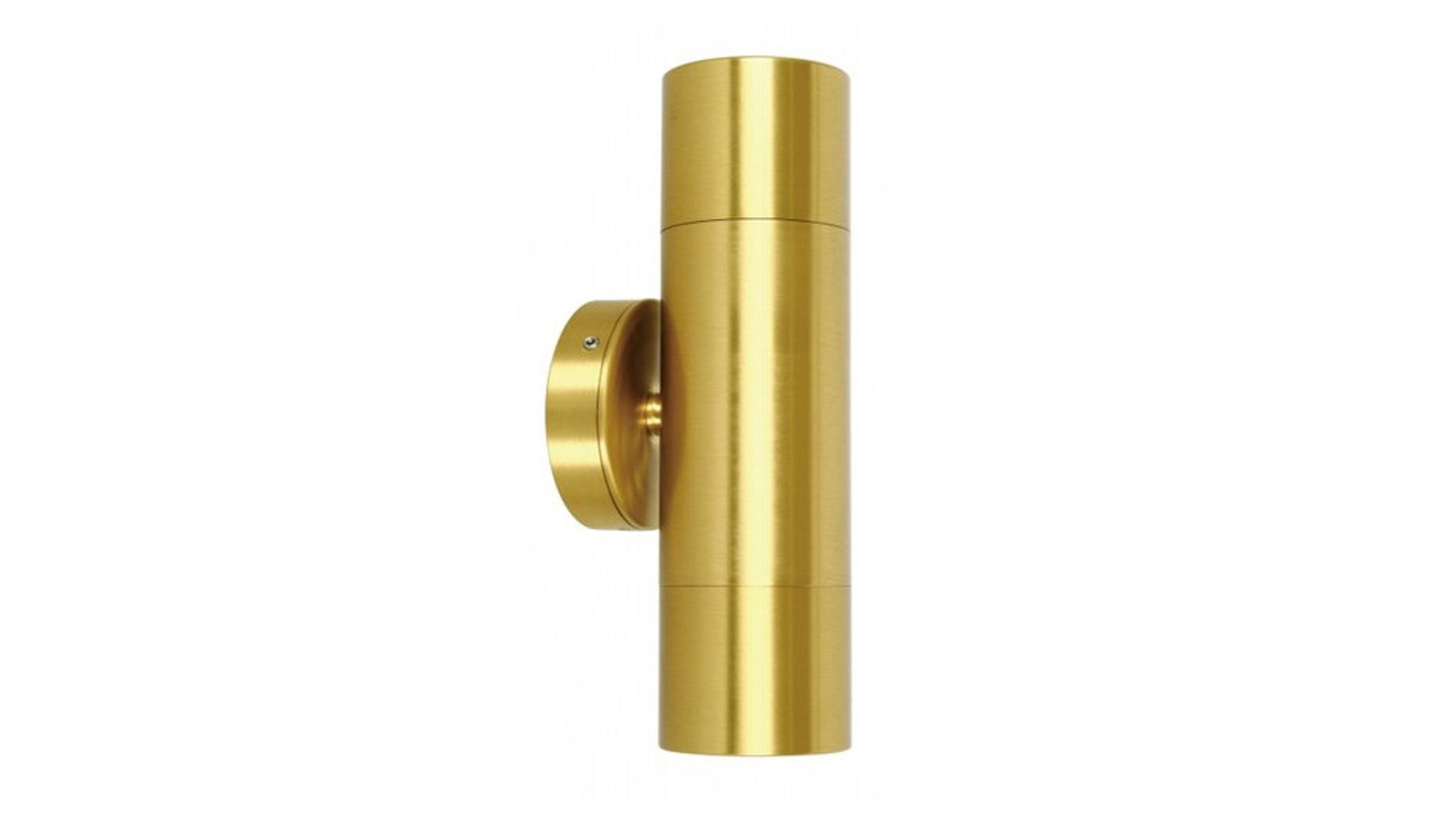 IP65 Up/Down GU10 Round Back Plate Pillar Light - Solid Polished Brass