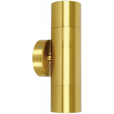 IP65 Up/Down GU10 Round Back Plate Pillar Light - Solid Polished Brass
