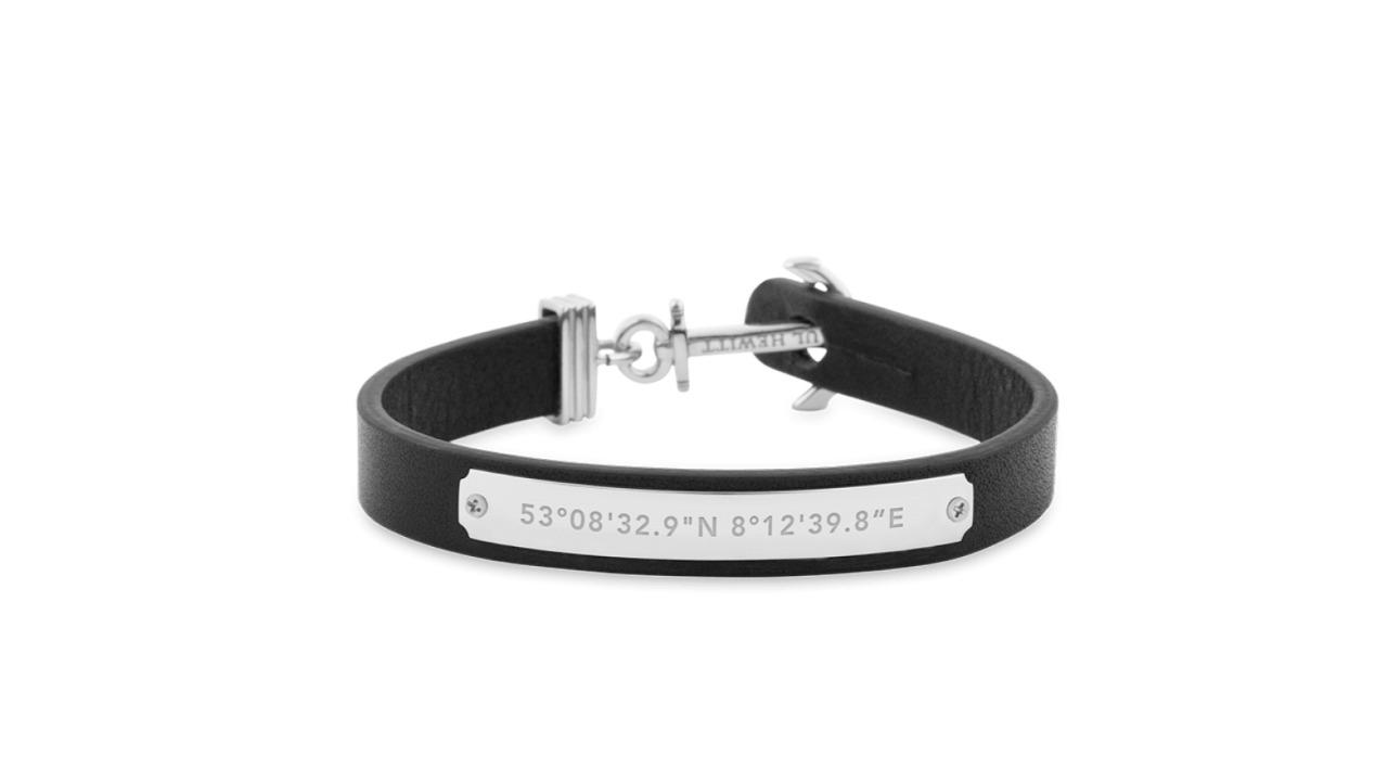 Paul Hewitt Signum Male Coordinates Silver/Black Bracelet - XX-Large