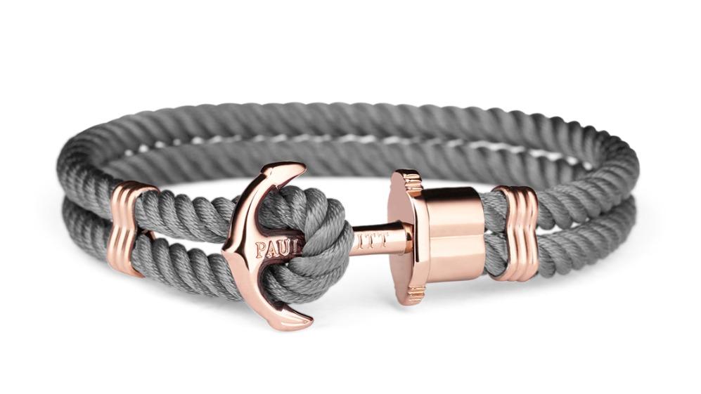 Paul Hewitt Gold/Grey Phrep Nylon Rose Gold Bracelet - Small