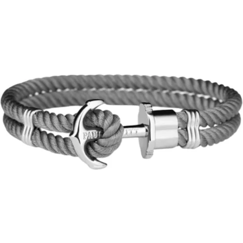 Paul Hewitt Silver/Grey Phrep Nylon Bracelet