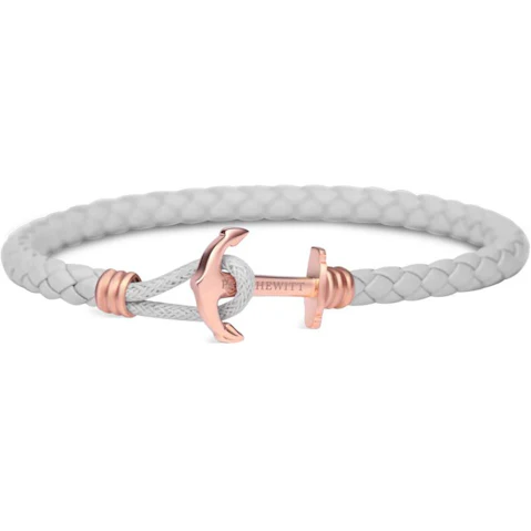 Paul Hewitt Rose Gold/Grey Phrep Lite Leather Bracelet