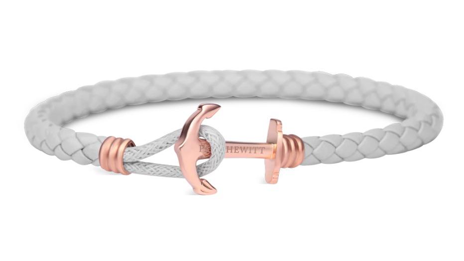 Paul Hewitt Rose Gold/Grey Phrep Lite Leather Bracelet - Small