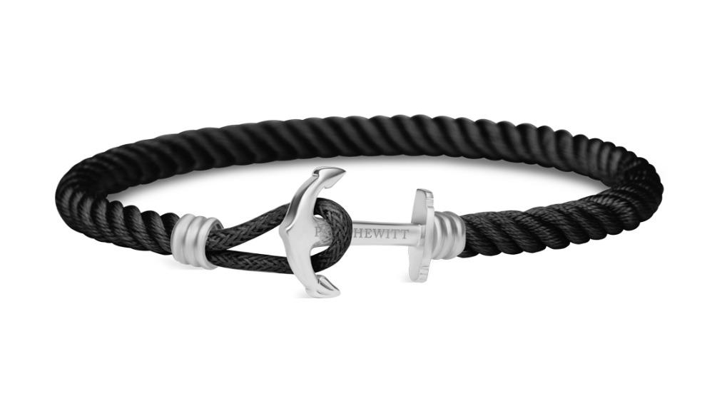 Paul Hewitt Silver/Black Phrep Lite Nylon Bracelet - Large