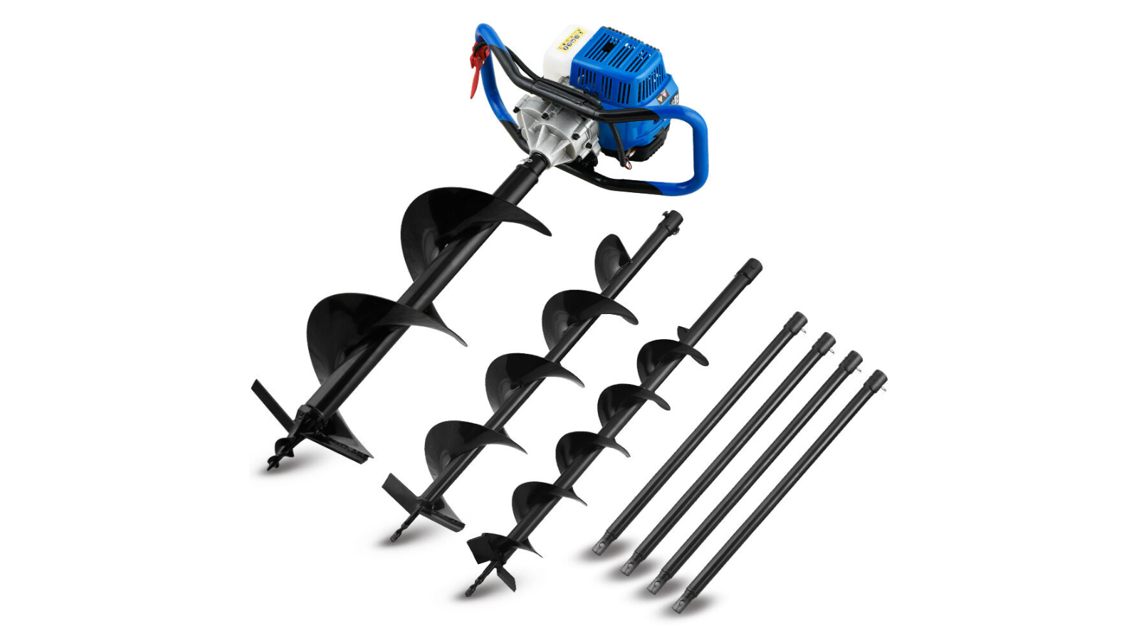 PowerBlade PD950 2-Stroke Petrol Post Digger with 3 Auger Bits 60cm Extension Shaft
