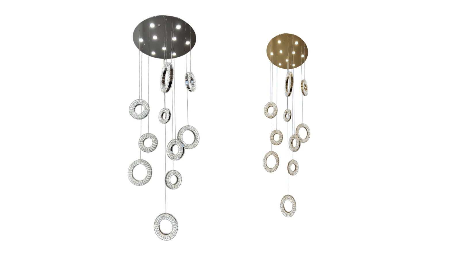 Element Lighting Robi Tri-Colour LED 10 Ring Crystal Chandelier