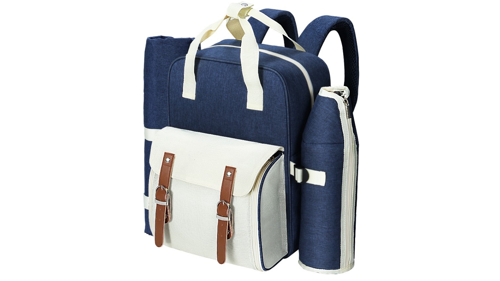 Alfresco Picnic Basket Backpack Set with Cooler Bag - Blue