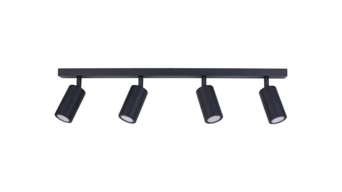 IP44 3 Heads Large Adjustable GU10 Rectangular Bar Pillar Light - Black