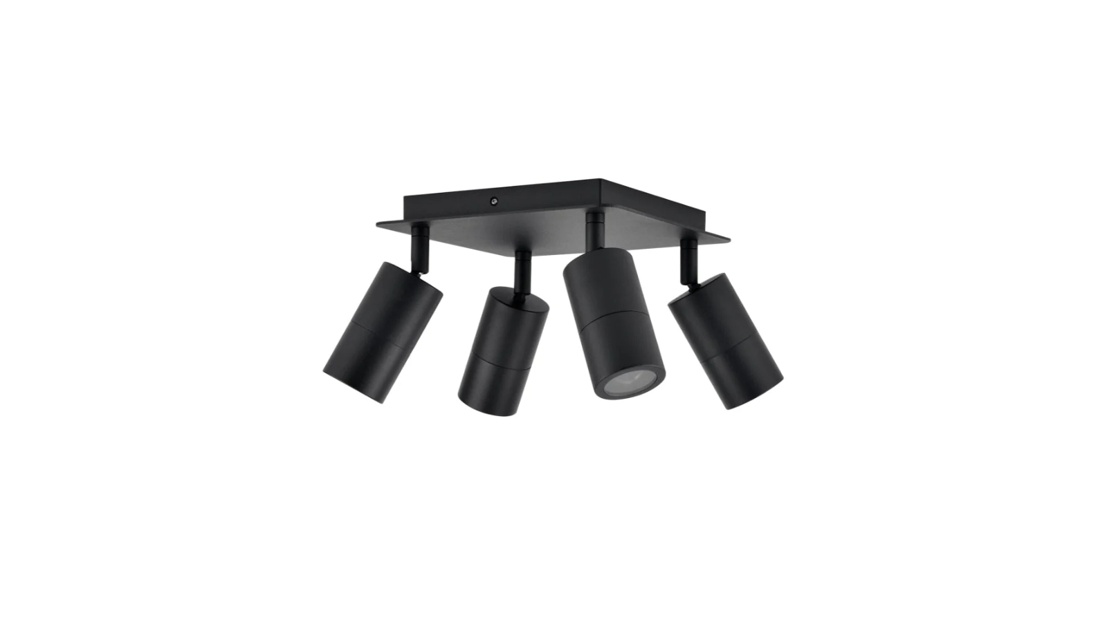 IP44 4 Heads Adjustable GU10 Square Back Plate Bar Pillar Light - Black