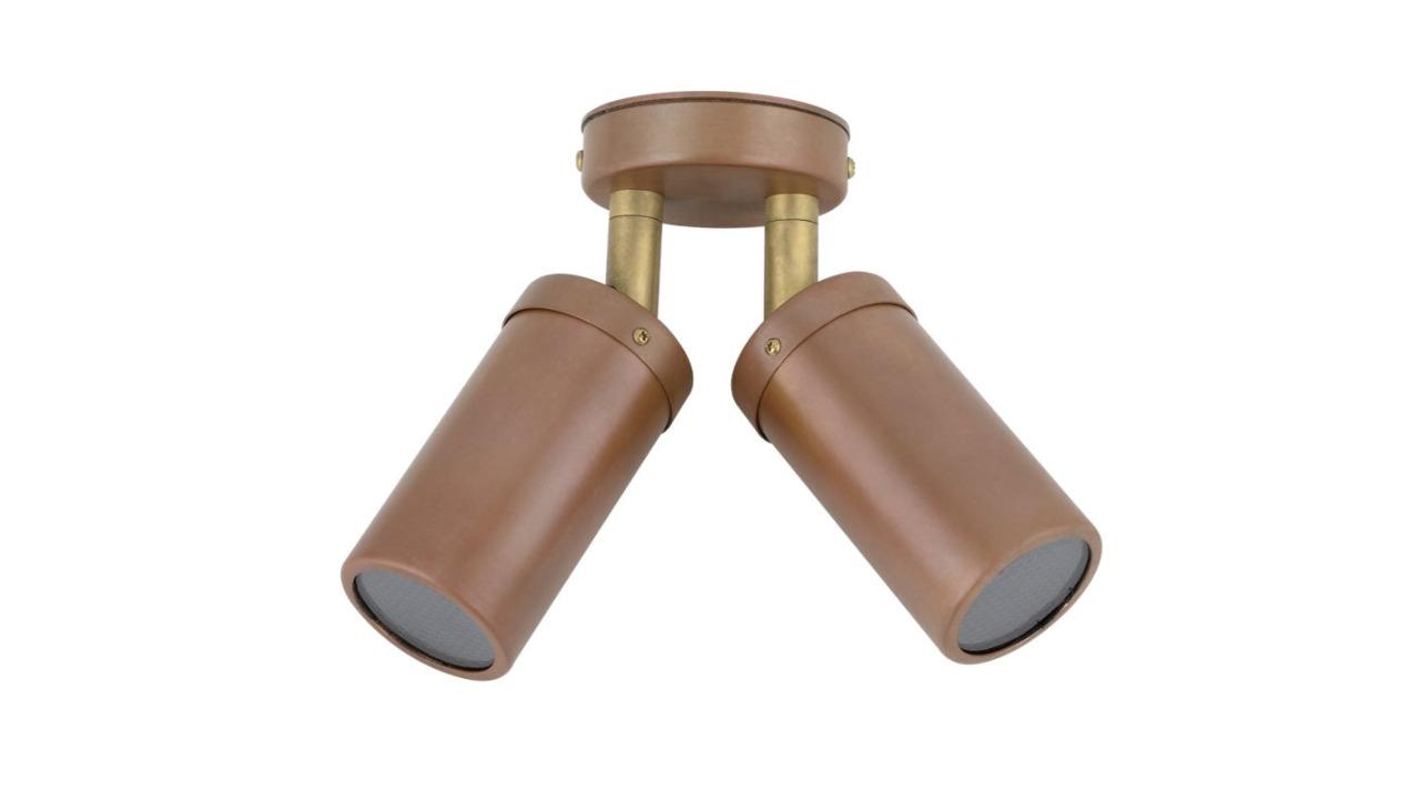 IP54 Double Adjustable GU10 Round Back Plate Anti-Glare Pillar Light - Aged Copper
