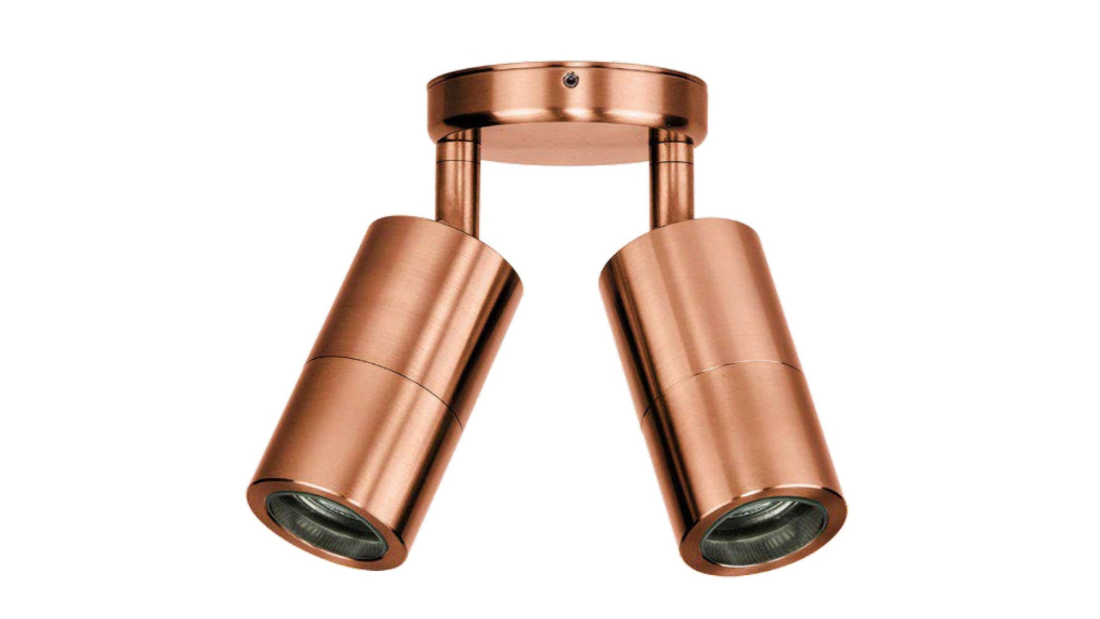 IP54 Double Adjustable GU10 Round Back Plate Pillar Light - Copper