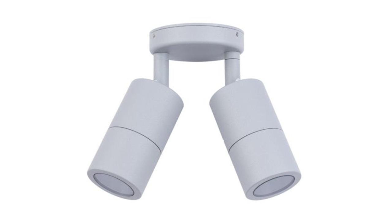 IP65 Double Adjustable GU10 Round Back Plate Pillar Light - Matte Grey