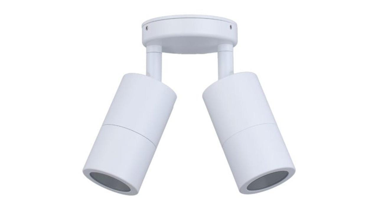 IP65 Double Adjustable GU10 Round Back Plate Pillar Light - White