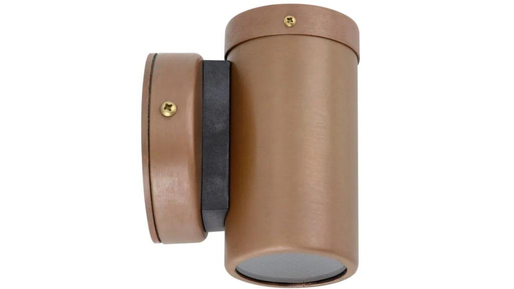IP54 Single Fixed GU10 Round Back Plate Anti-Glare Pillar Light - Aged Copper