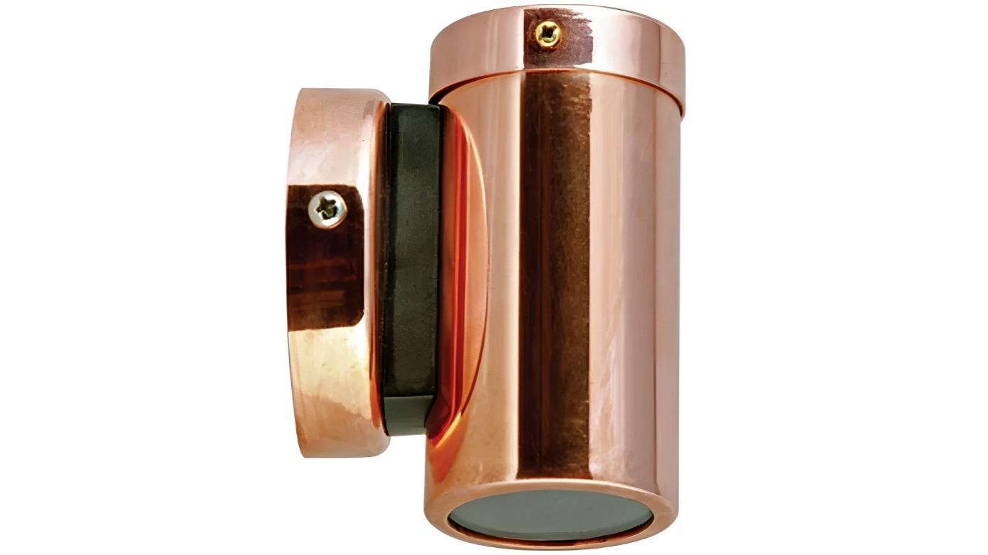 IP54 Single Fixed GU10 Round Back Plate Anti-Glare Pillar Light - Copper