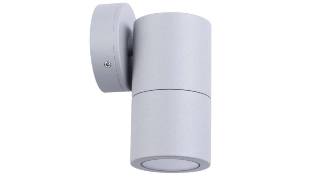 IP65 Single Fixed GU10 Round Back Plate Pillar Light - Matte Grey