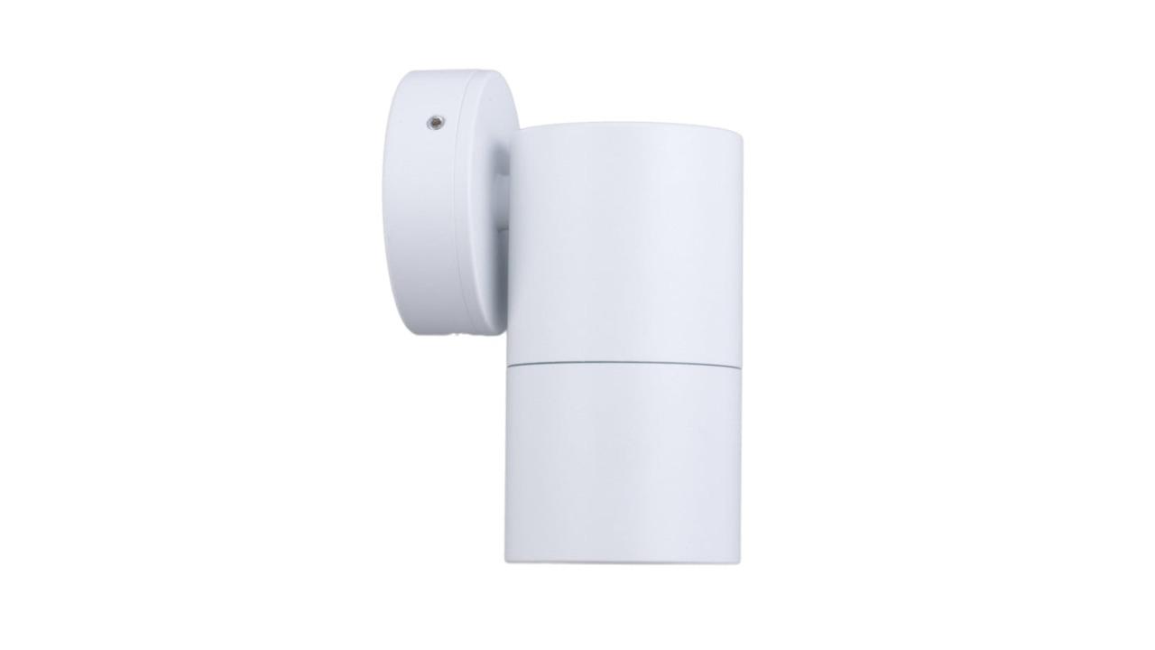 IP65 Single Fixed GU10 Round Back Plate Pillar Light - White