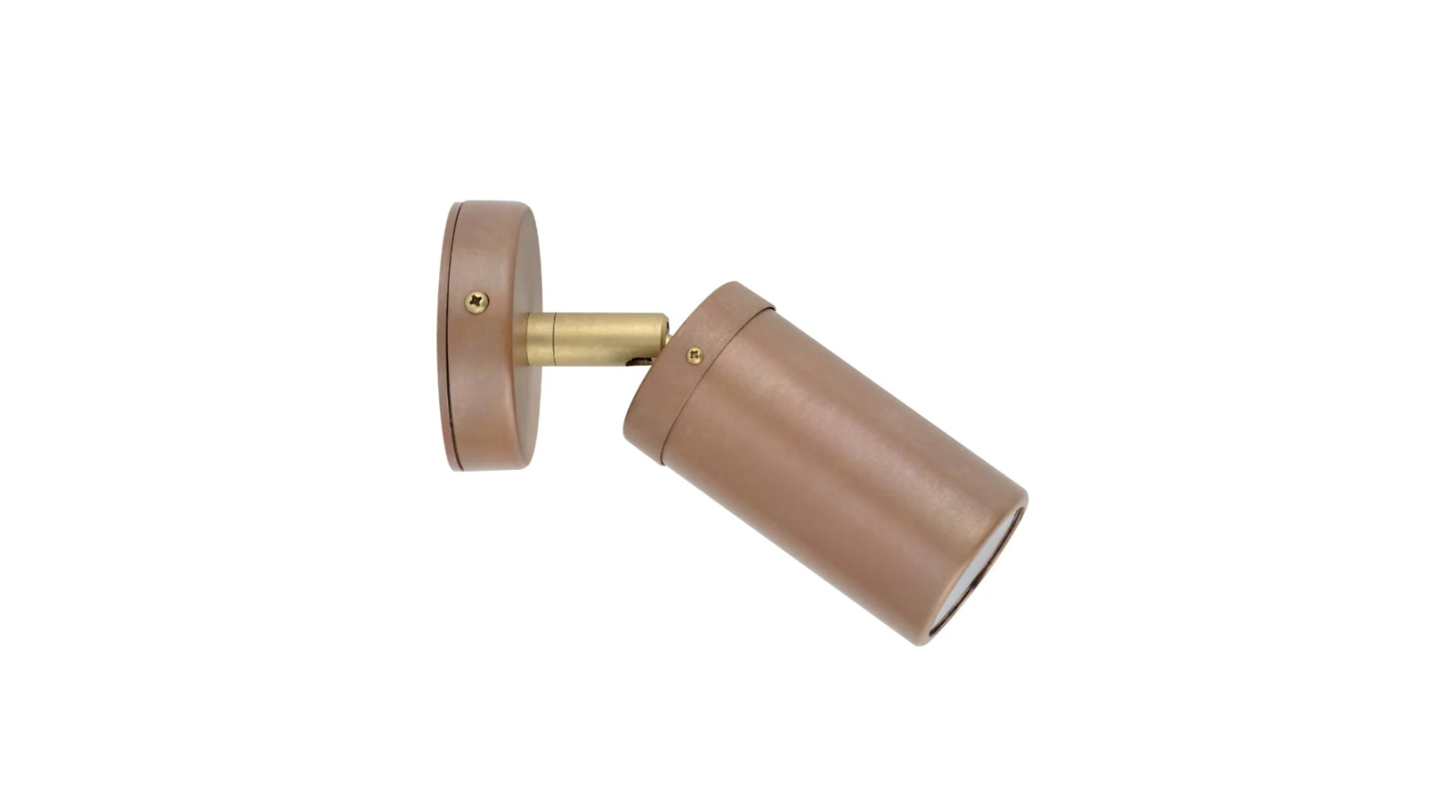 IP54 Single Adjustable 12V MR16 Round Back Plate with Brass Pillar Light - Aged Copper