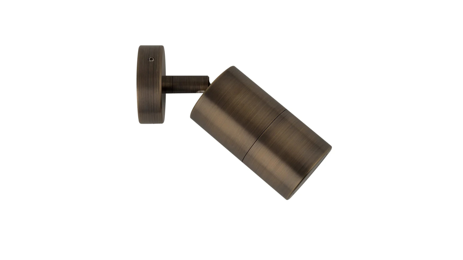 IP65 Single Adjustable 12V MR16 Round Back Plate Pillar Light - Rustic Brass